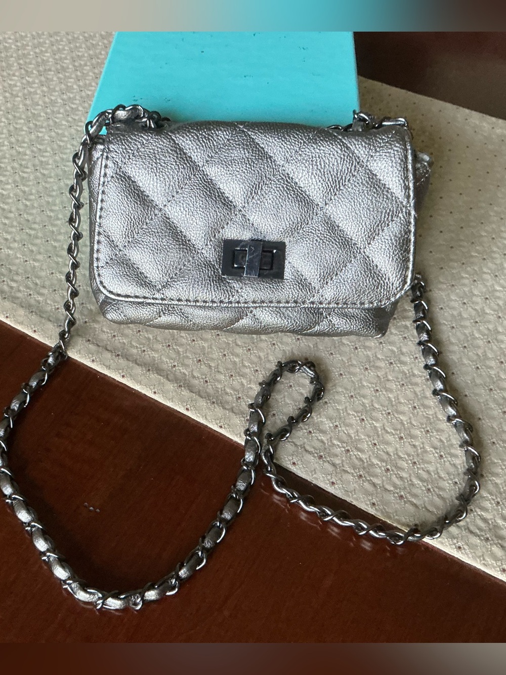 Steve Madden mini quilted metallic chain purse
